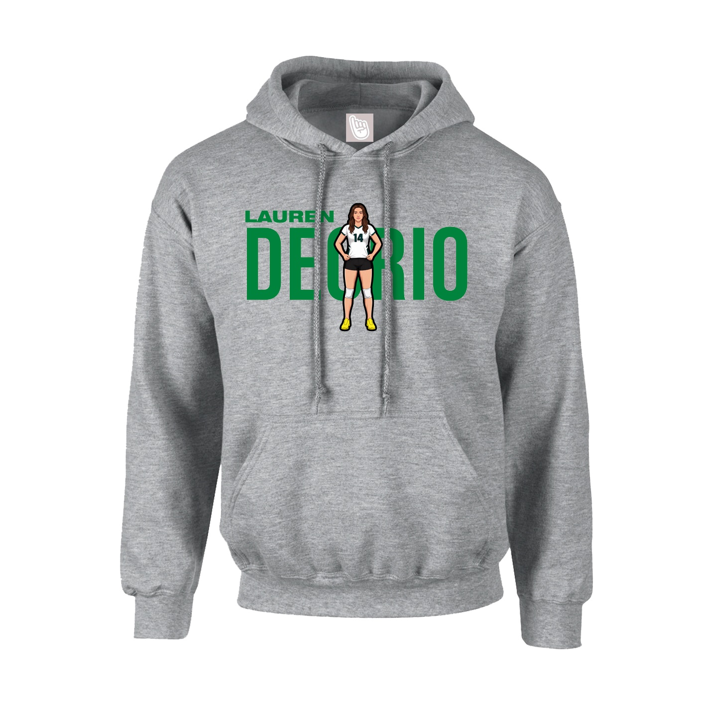 Youth Hoodie — Player Name in Grey