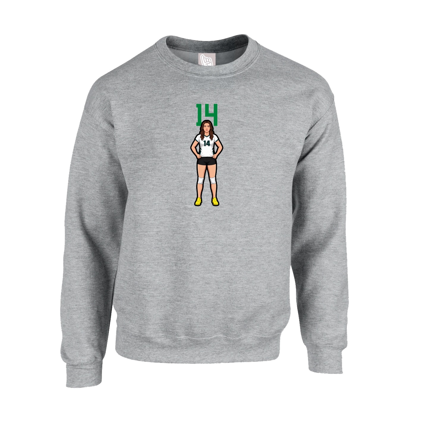 Fleece Crew — Number Top in Grey