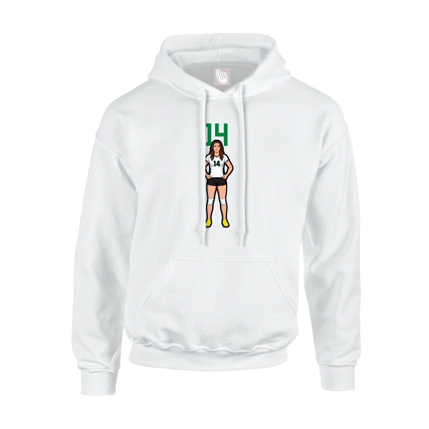 Youth Hoodie — Number Top in White