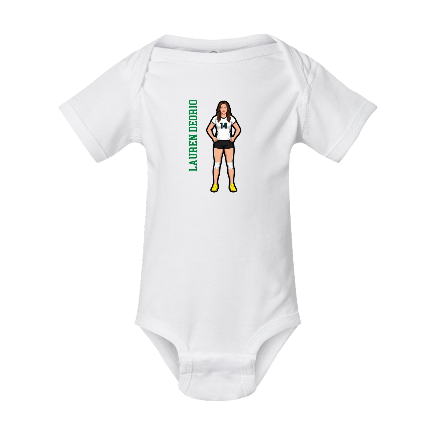 Baby Onesie — Name Vertical in White
