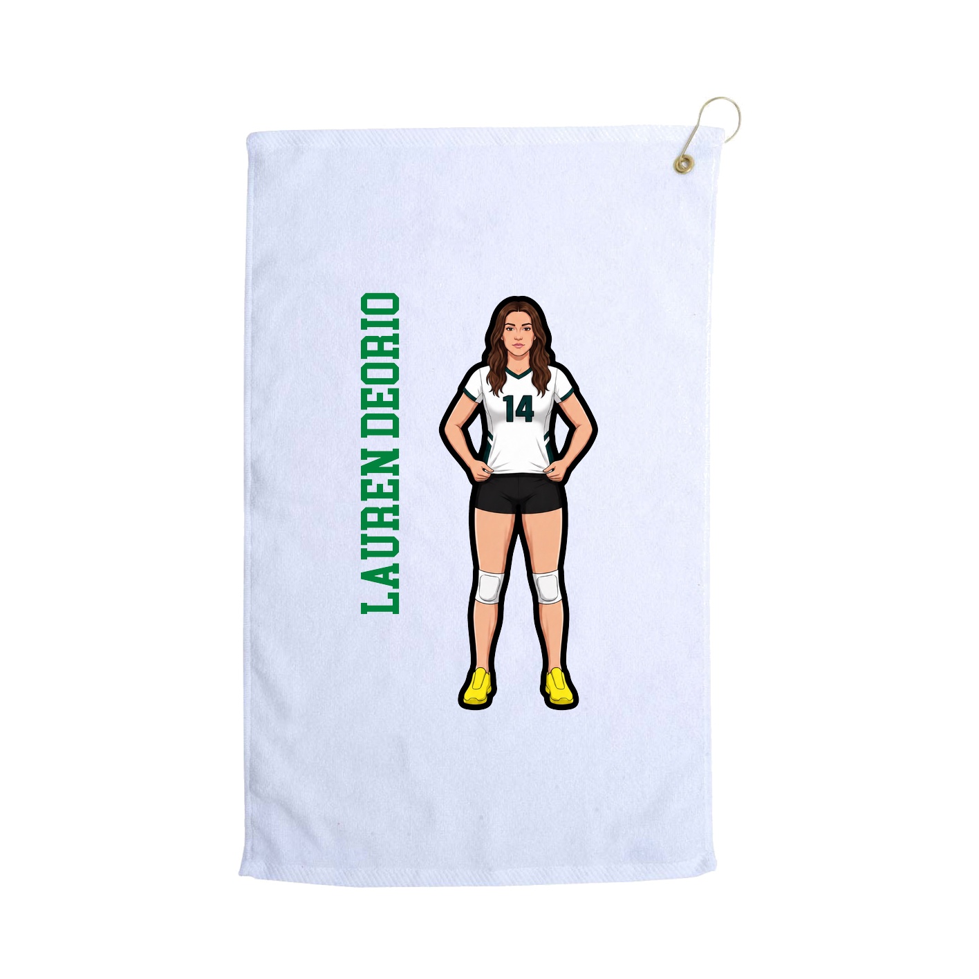Golf Towel — Name Vertical in White