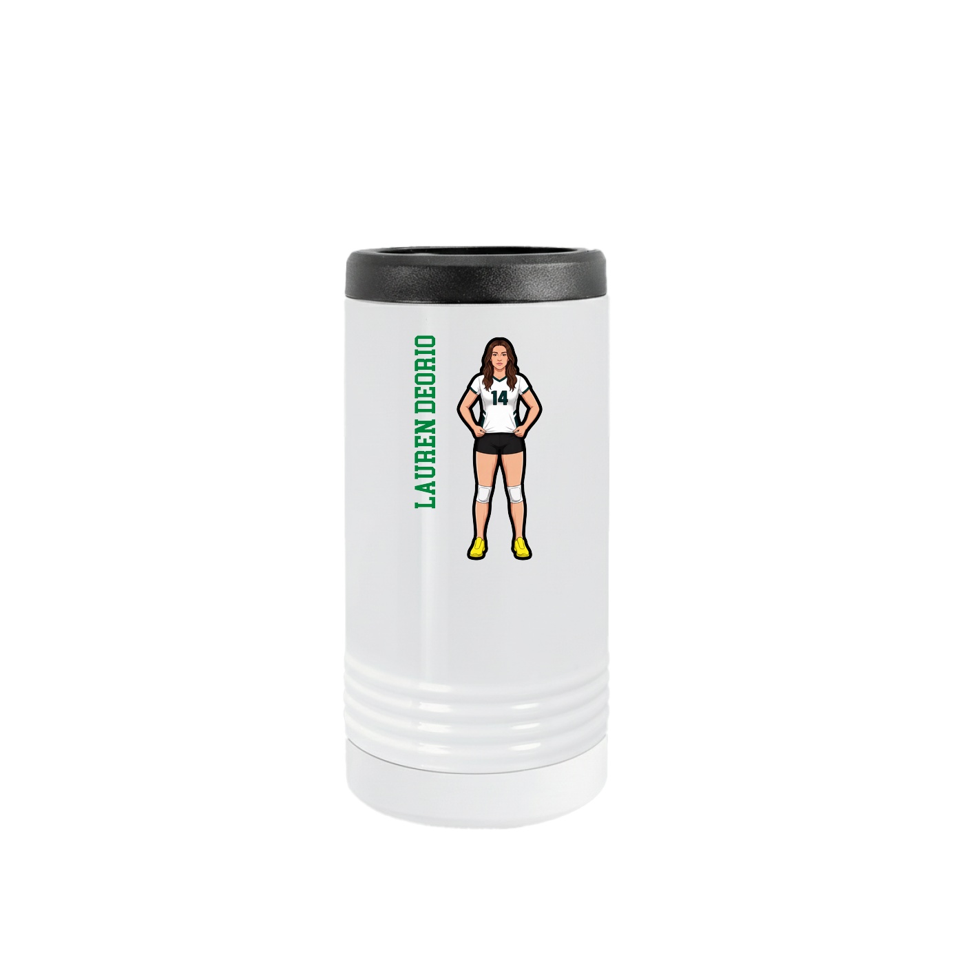 Slim Beverage Holder — Name Vertical in White