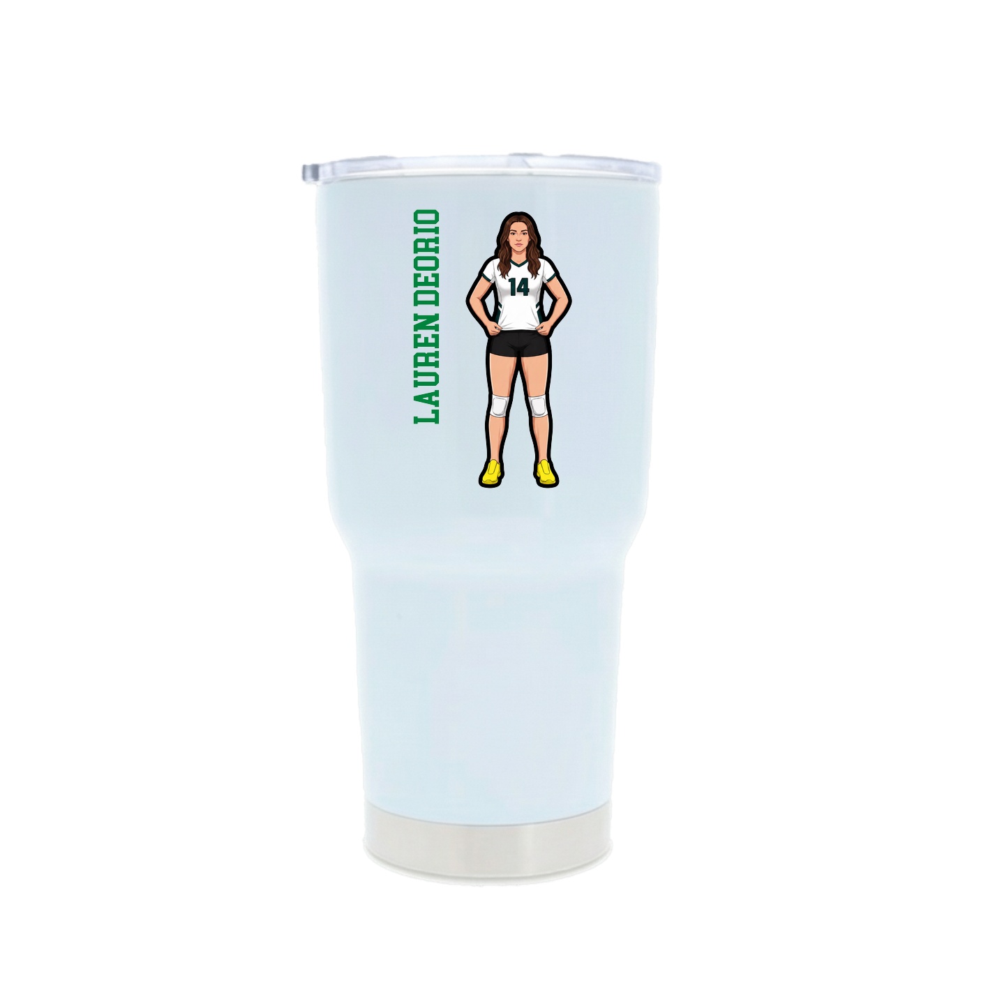 30oz Stainless Steel Tumbler — Name Vertical in White