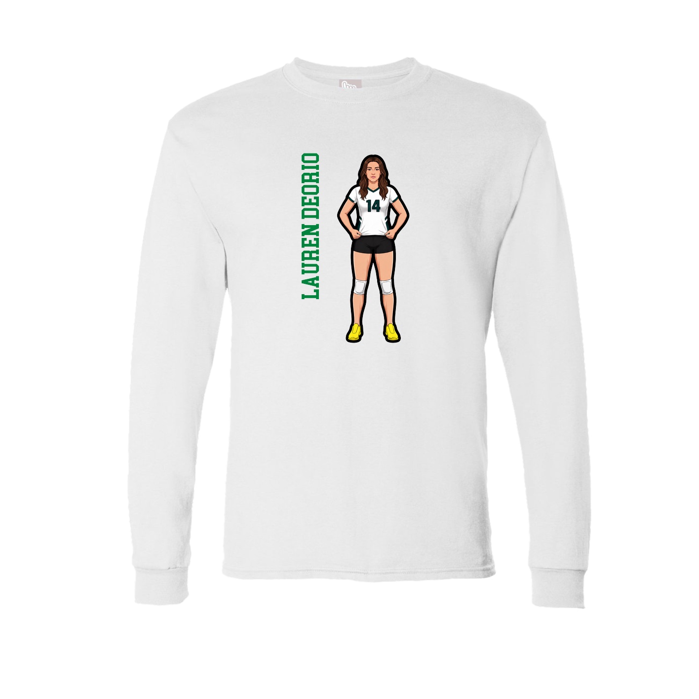 Long Sleeve Tee — Name Vertical in White