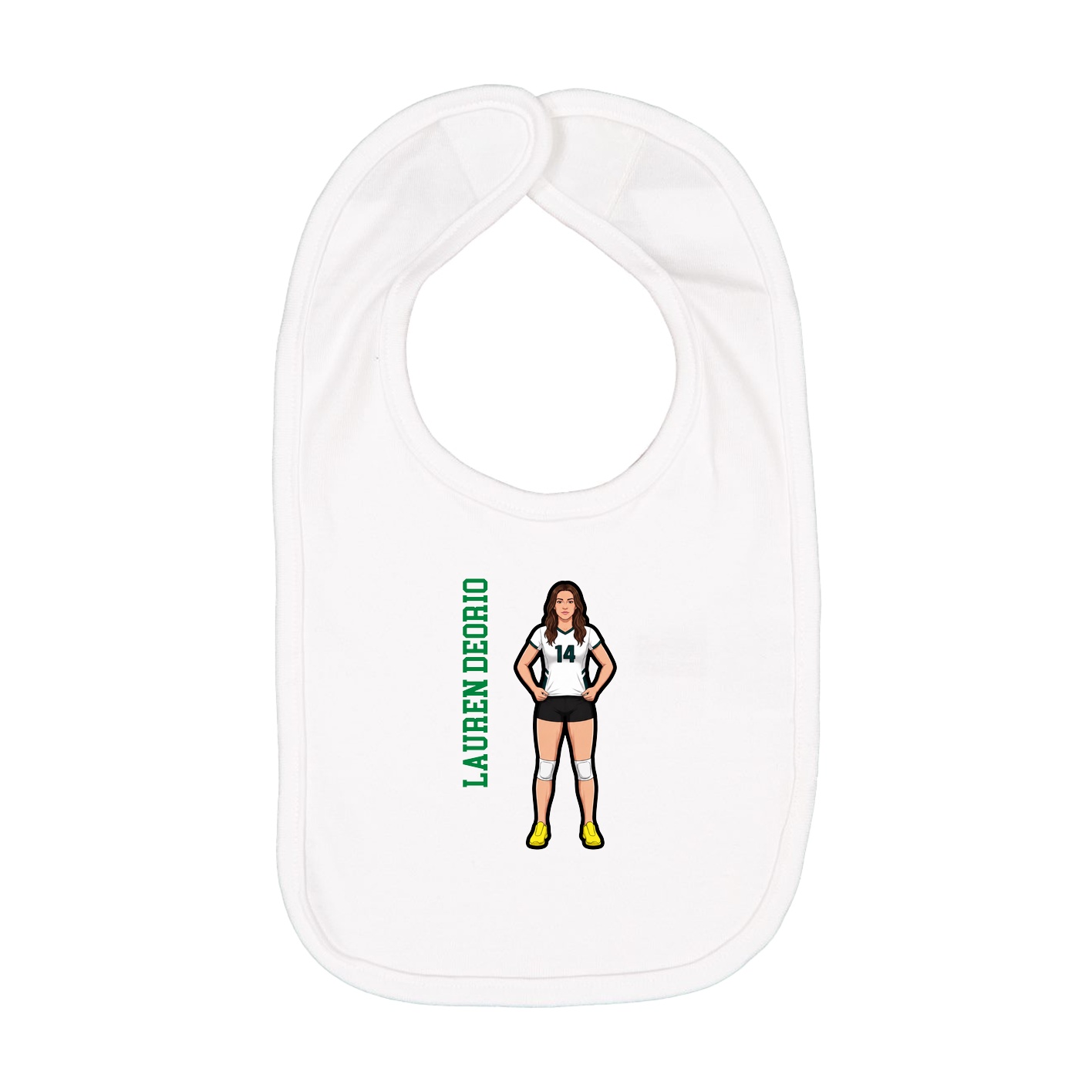 Infant Bib — Name Vertical in White