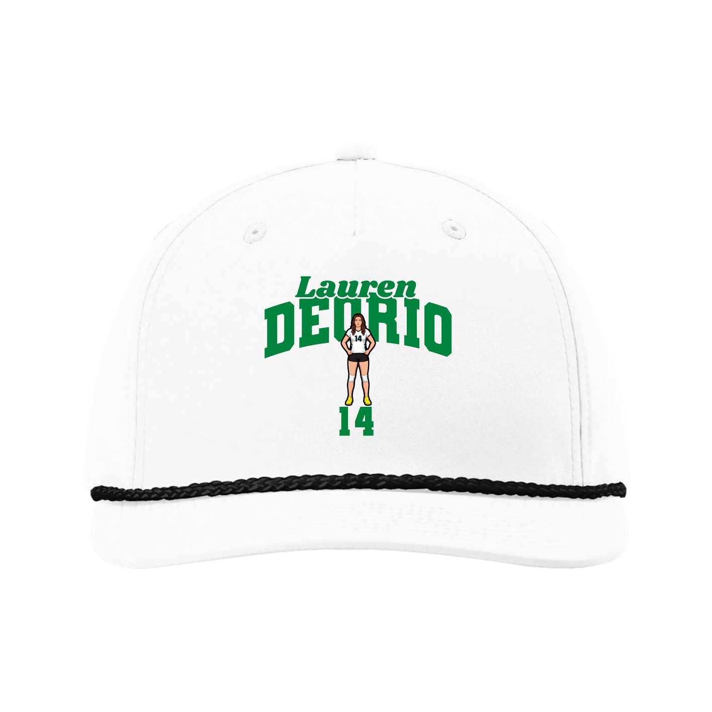 Five-Panel Classic Rope Cap — Signature Arch in White