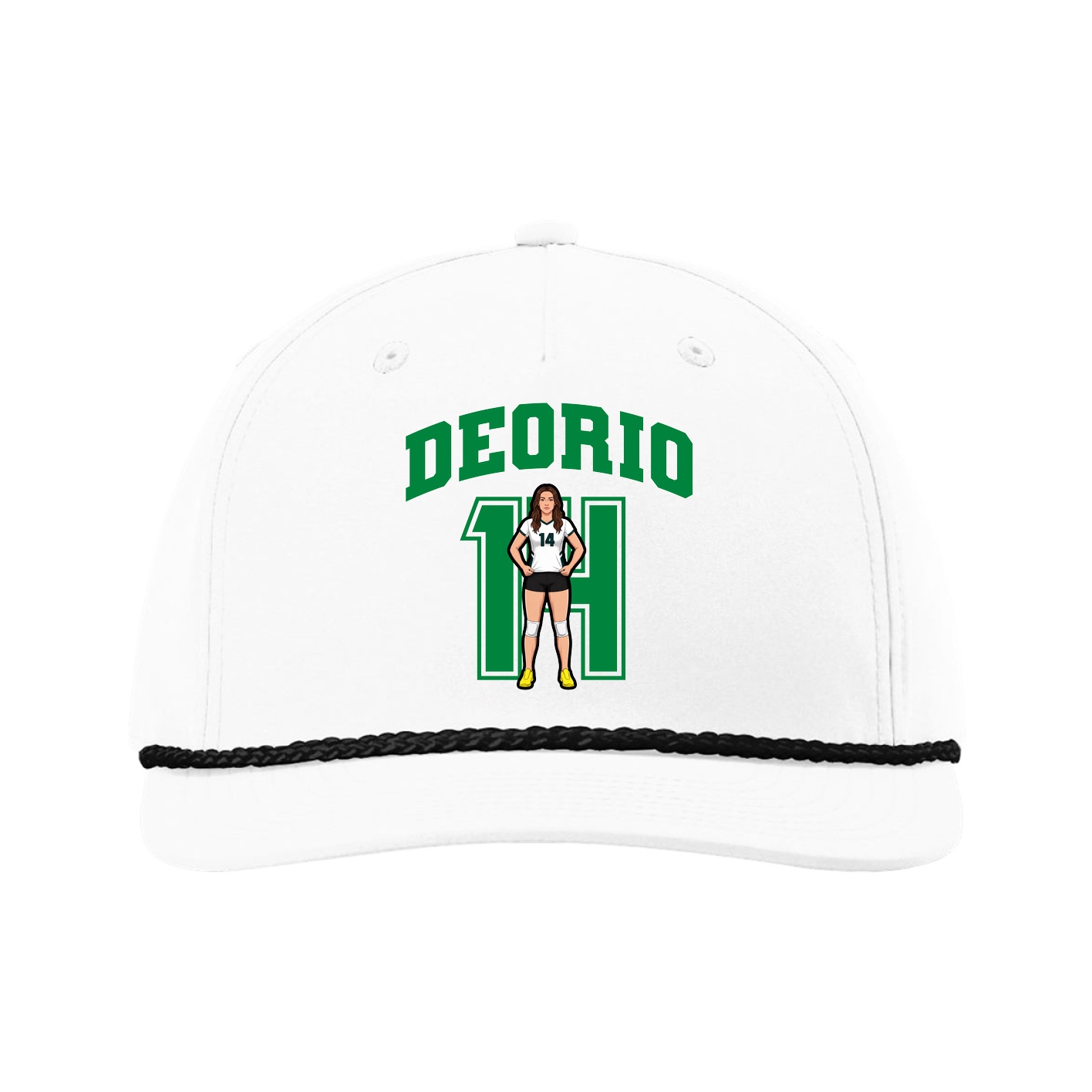 Five-Panel Classic Rope Cap — Number in White