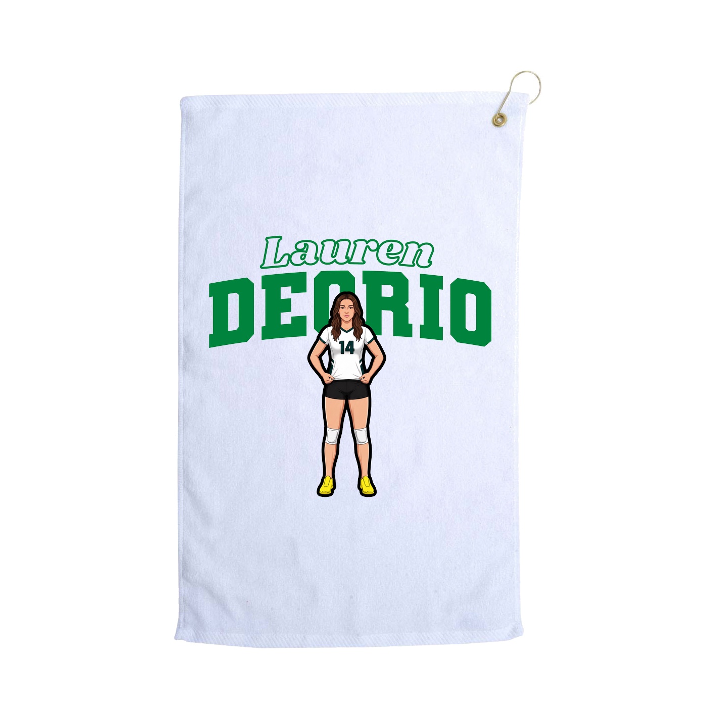 Golf Towel — Name Arch in White