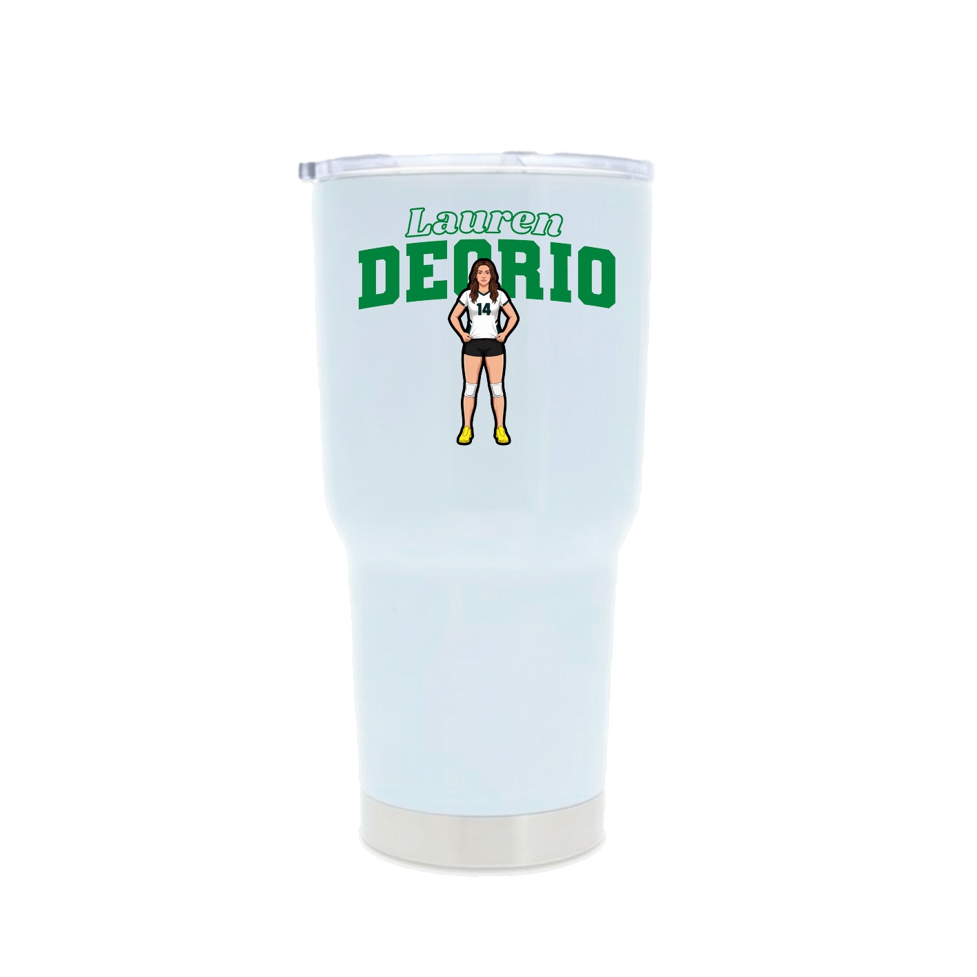 30oz Stainless Steel Tumbler — Name Arch in White