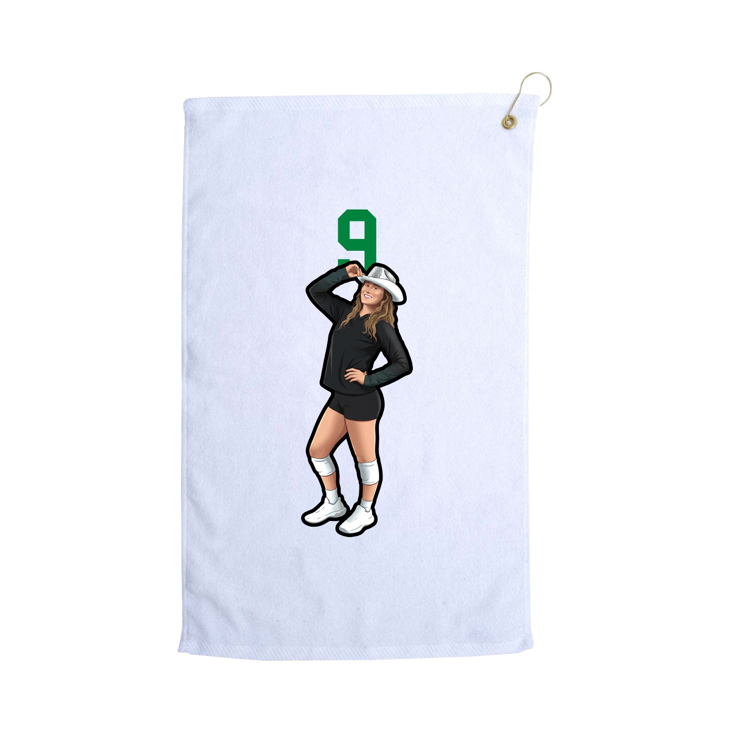 Golf Towel — Number Top in White