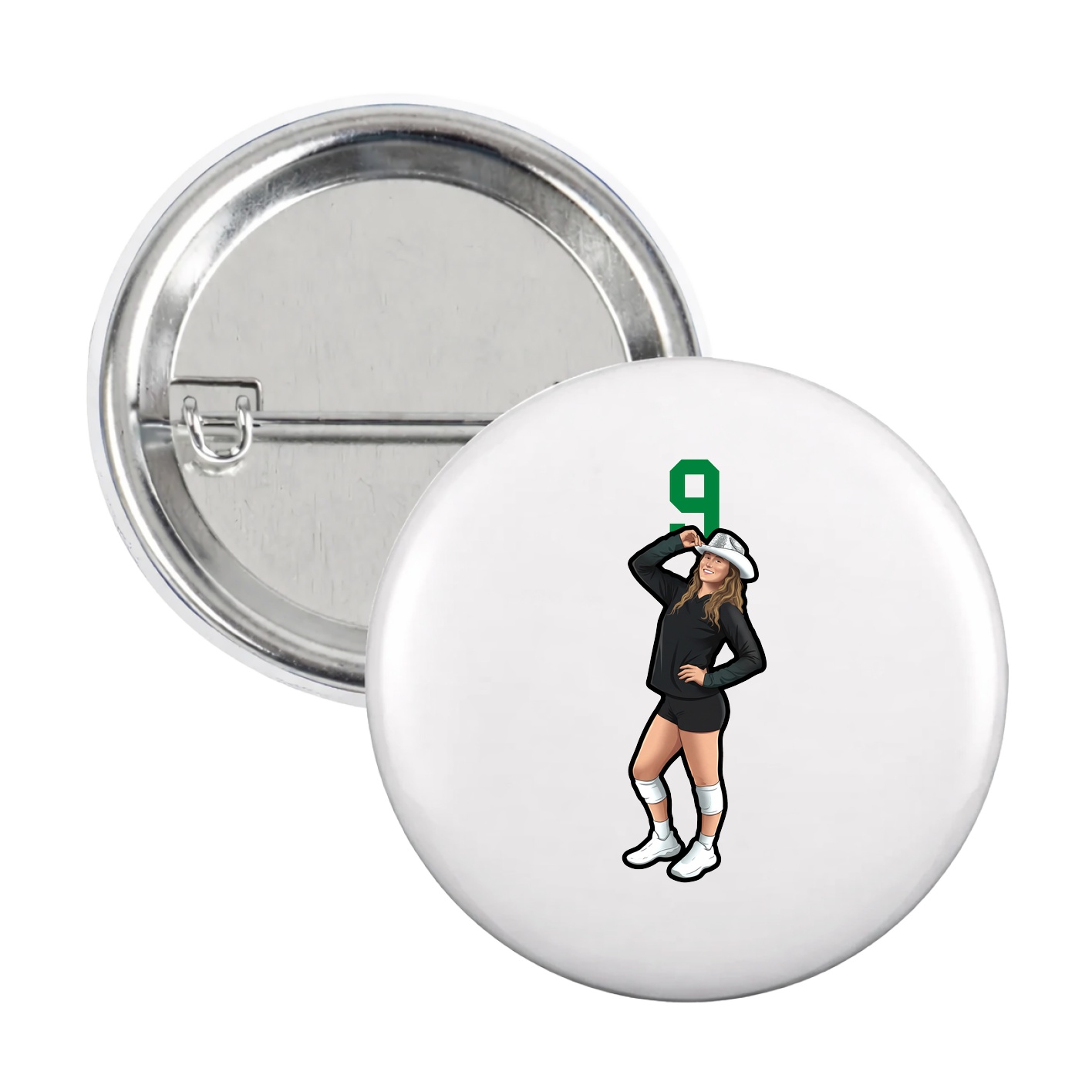Game Day Button — Number Top in White