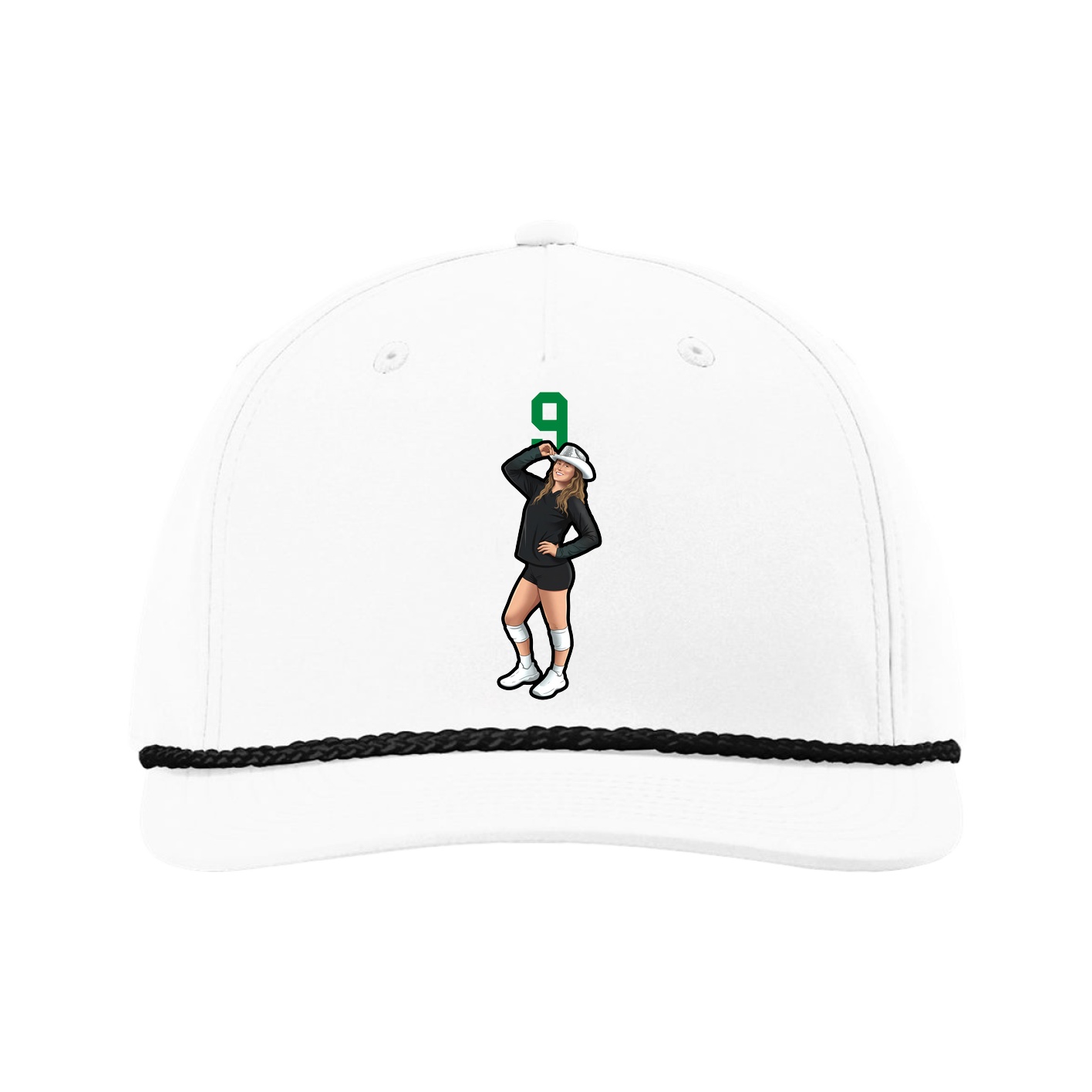 Five-Panel Classic Rope Cap — Number Top in White