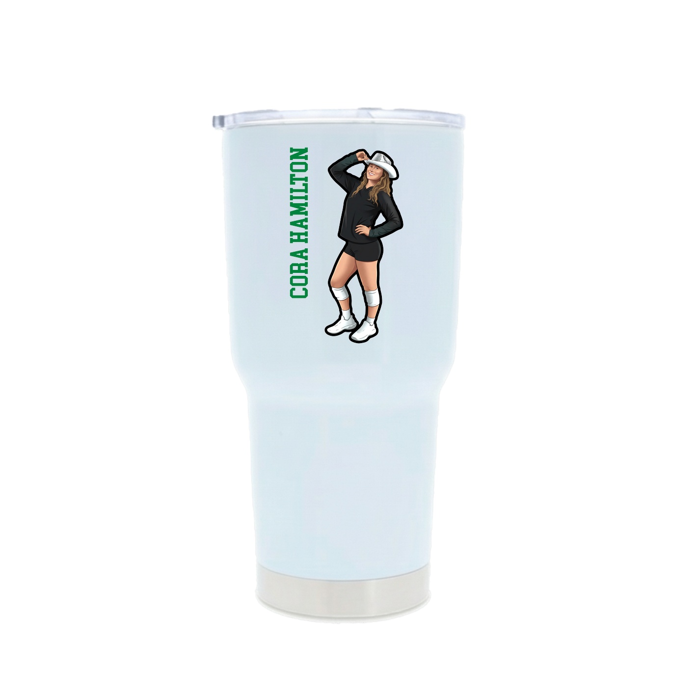 30oz Stainless Steel Tumbler — Name Vertical in White