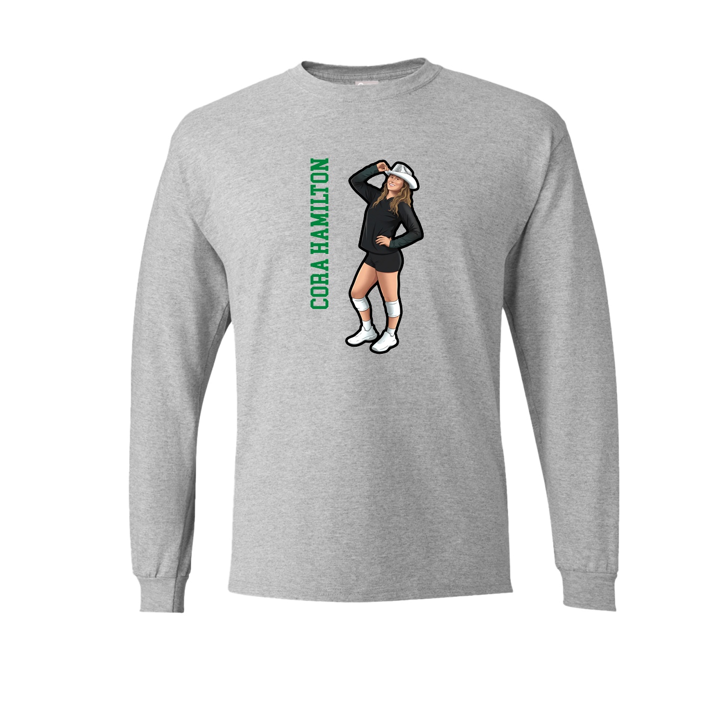 Long Sleeve Tee — Name Vertical in Grey