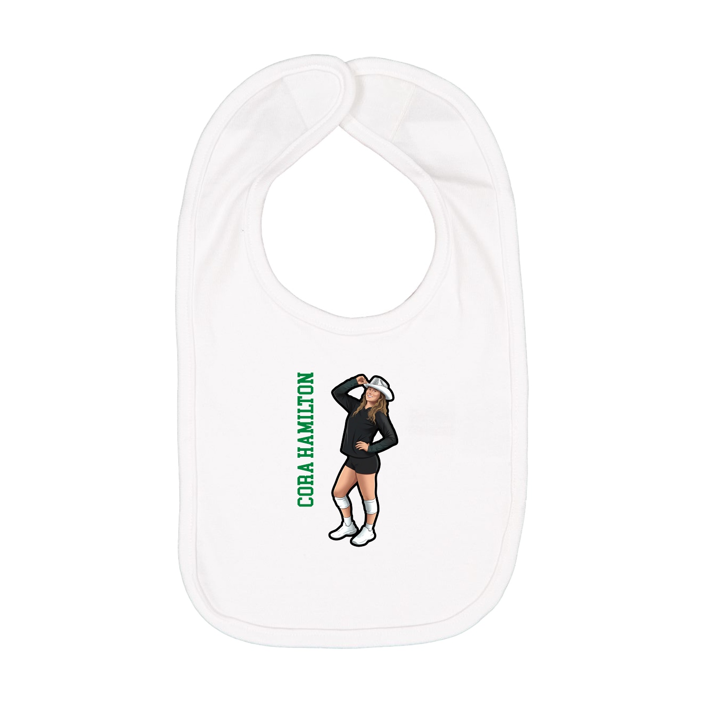Infant Bib — Name Vertical in White