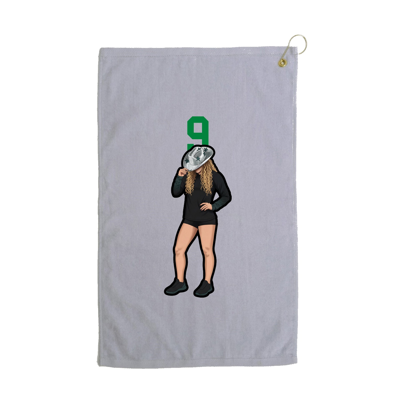 Golf Towel — Number Top in Grey