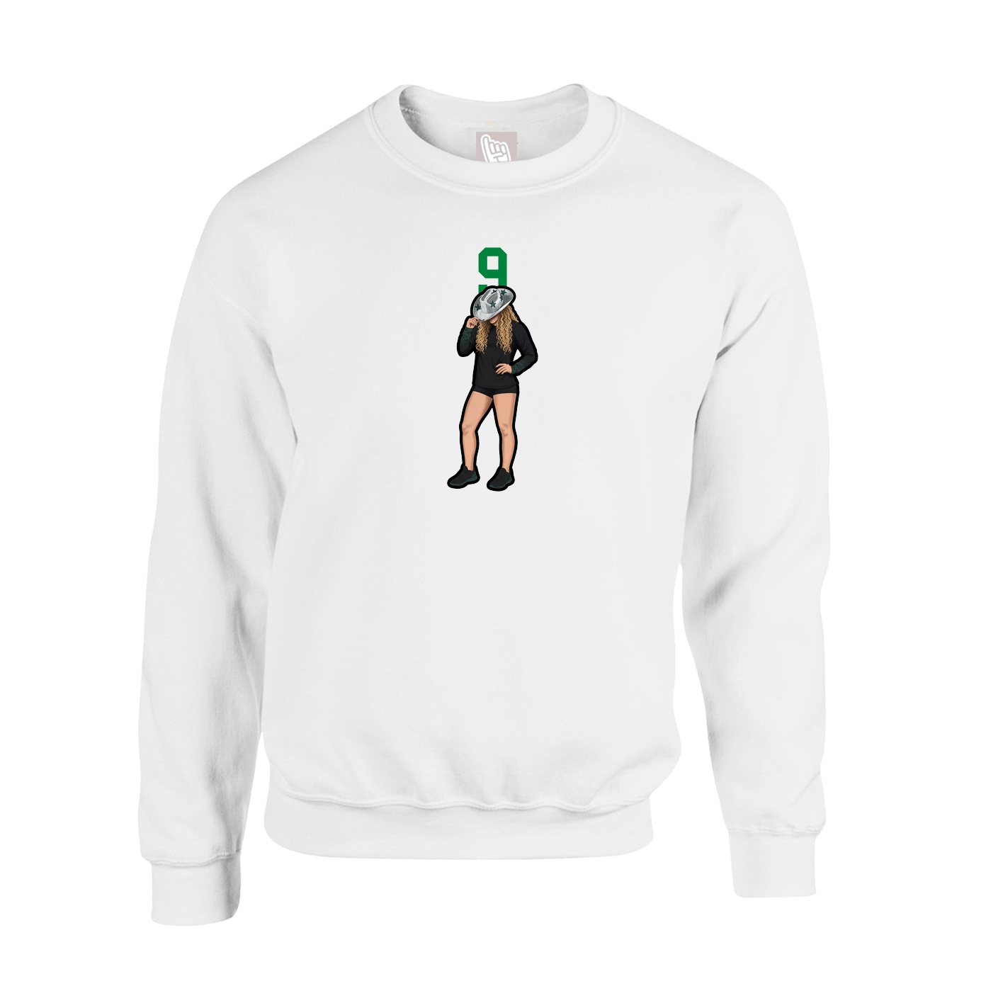 Fleece Crew — Number Top in White