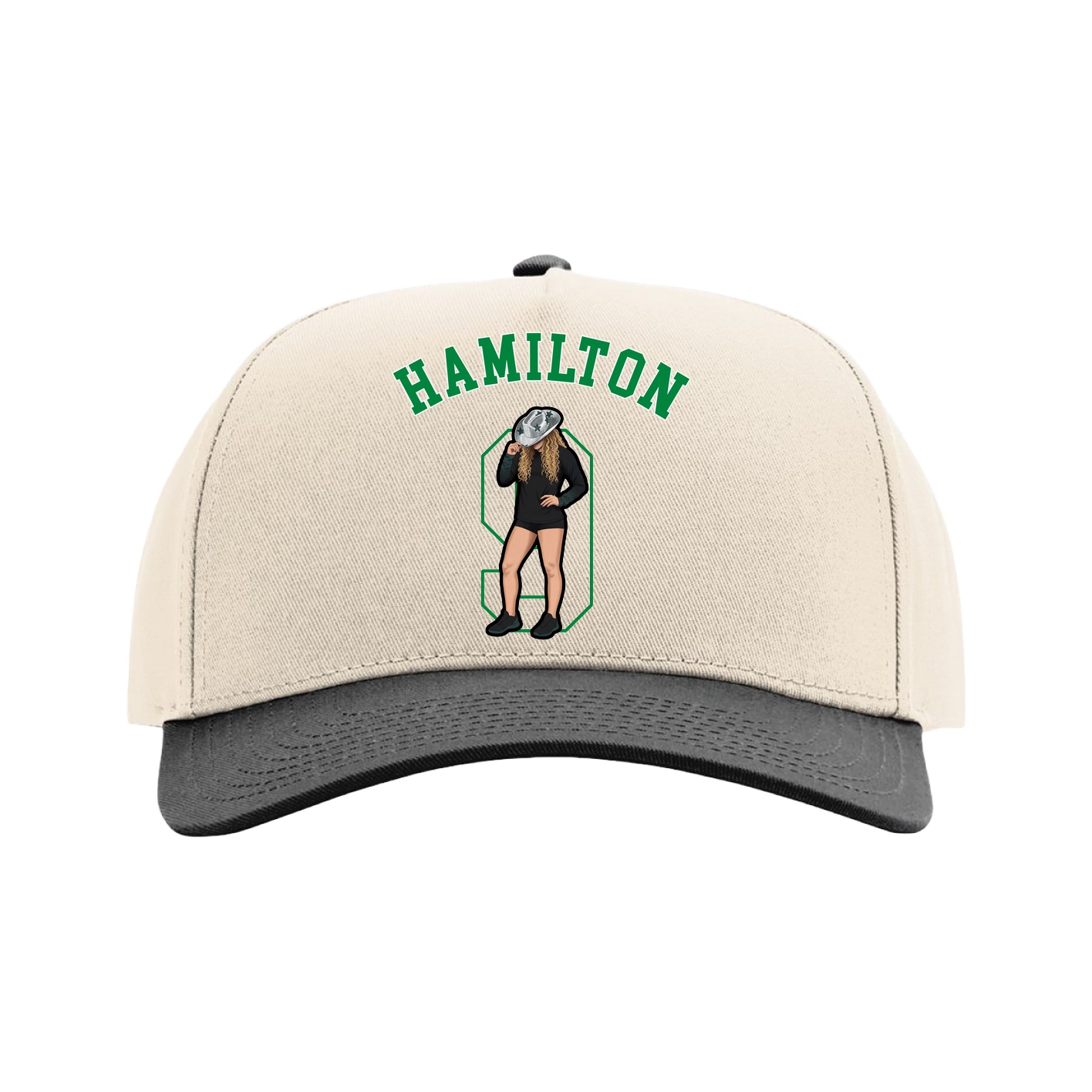 Full Fabric Five-Panel Champ Cap — Shirsey Arch in Cream/Black
