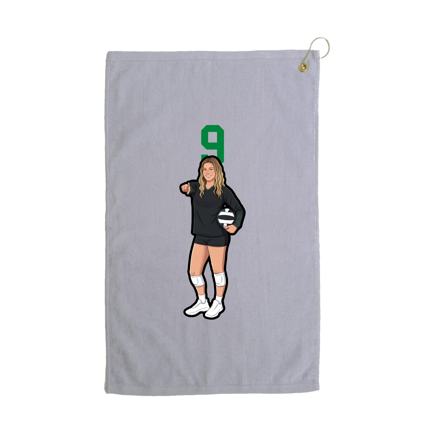 Golf Towel — Number Top in Grey