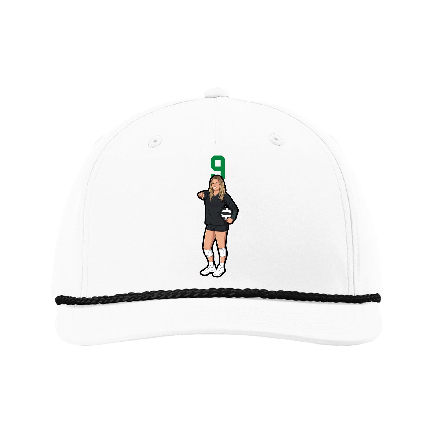 Five-Panel Classic Rope Cap — Number Top in White