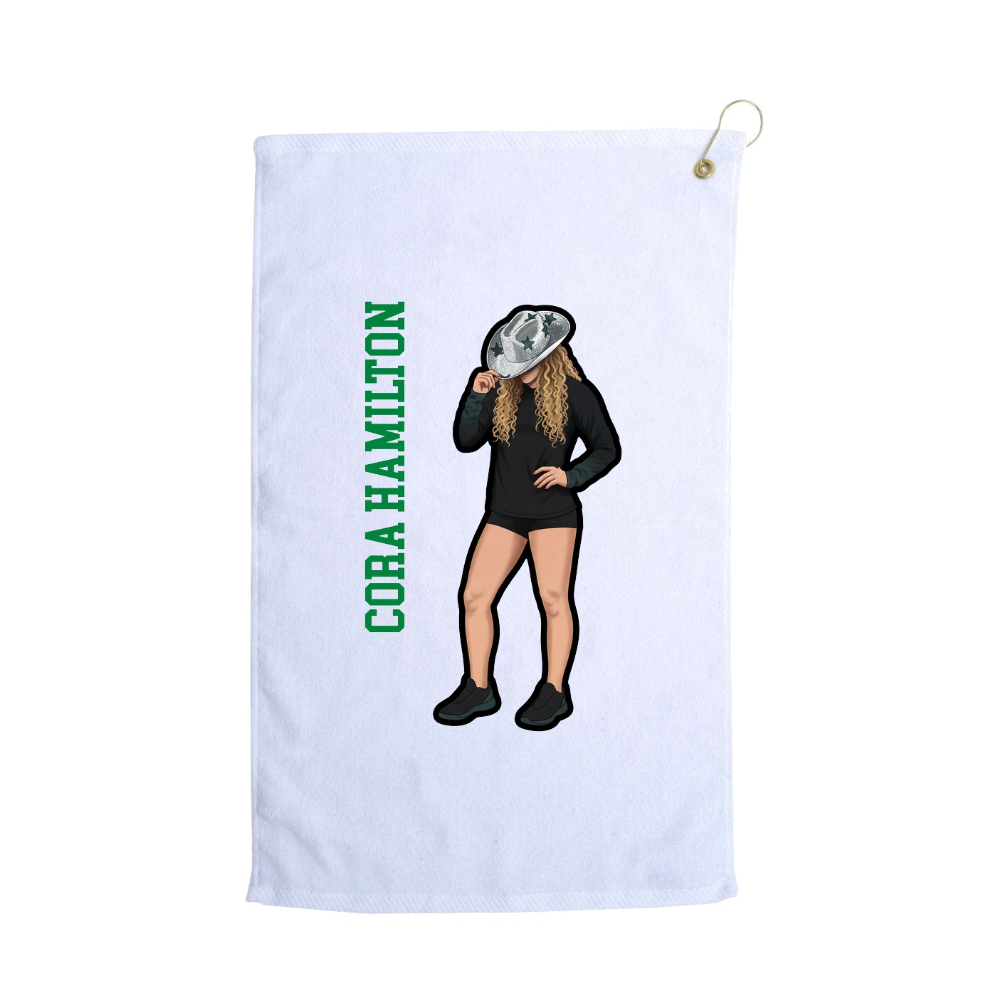Golf Towel — Name Vertical in White