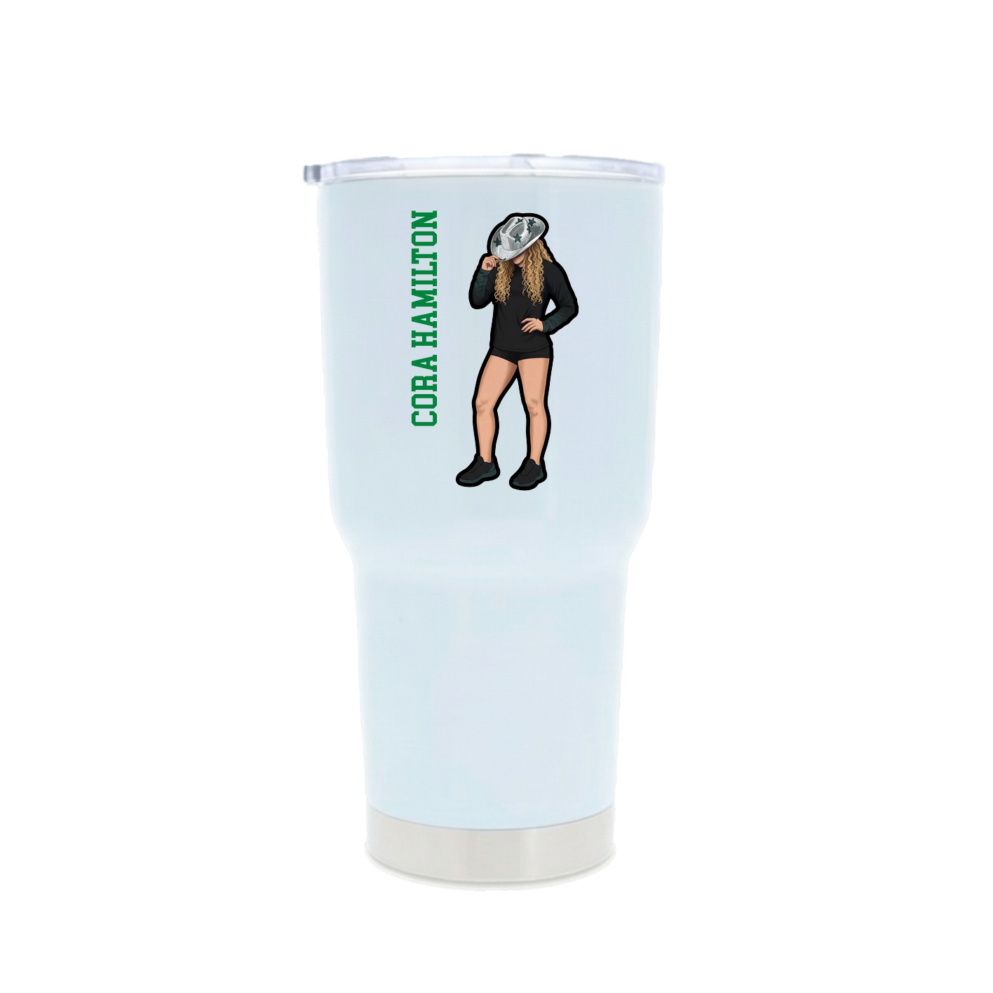 30oz Stainless Steel Tumbler — Name Vertical in White