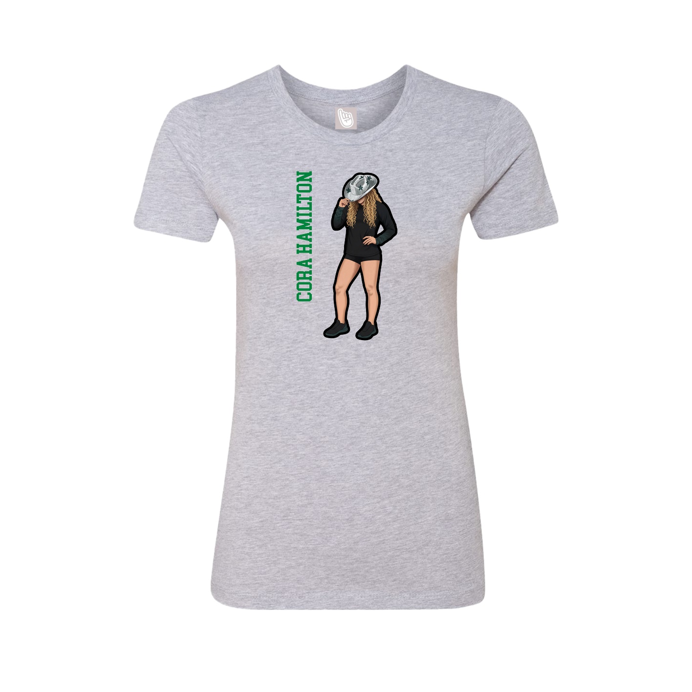 Fitted Women's Tee — Name Vertical in Grey