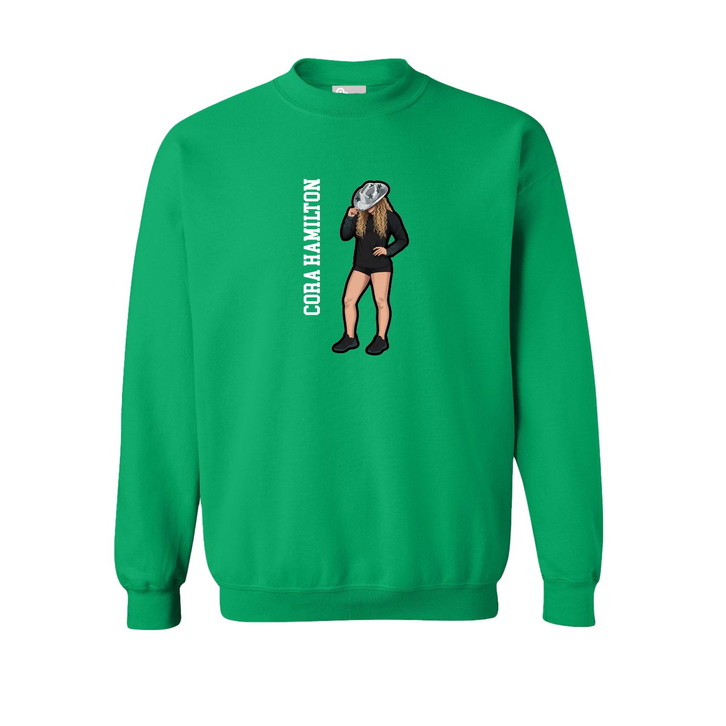 Fleece Crew — Name Vertical in Green