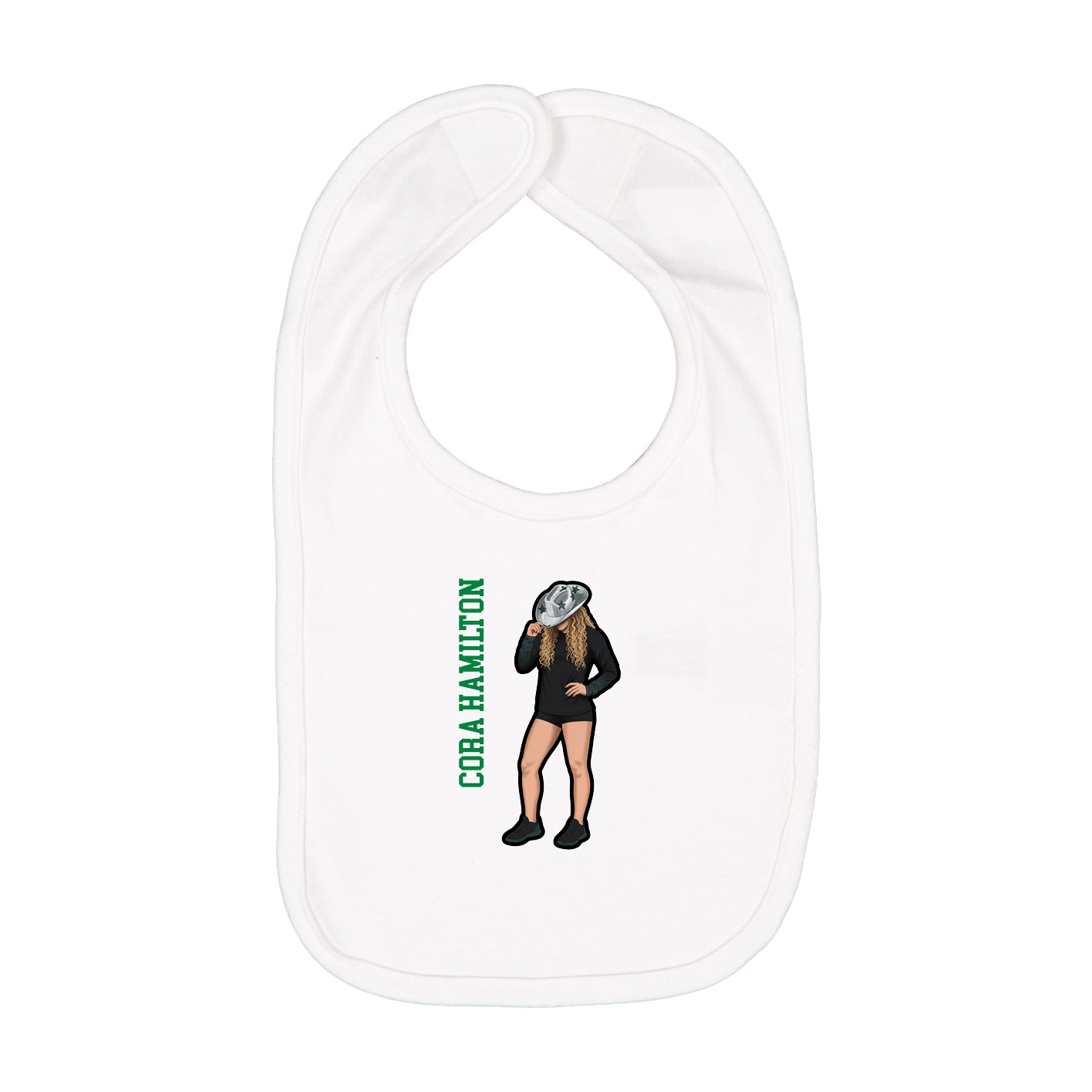 Infant Bib — Name Vertical in White