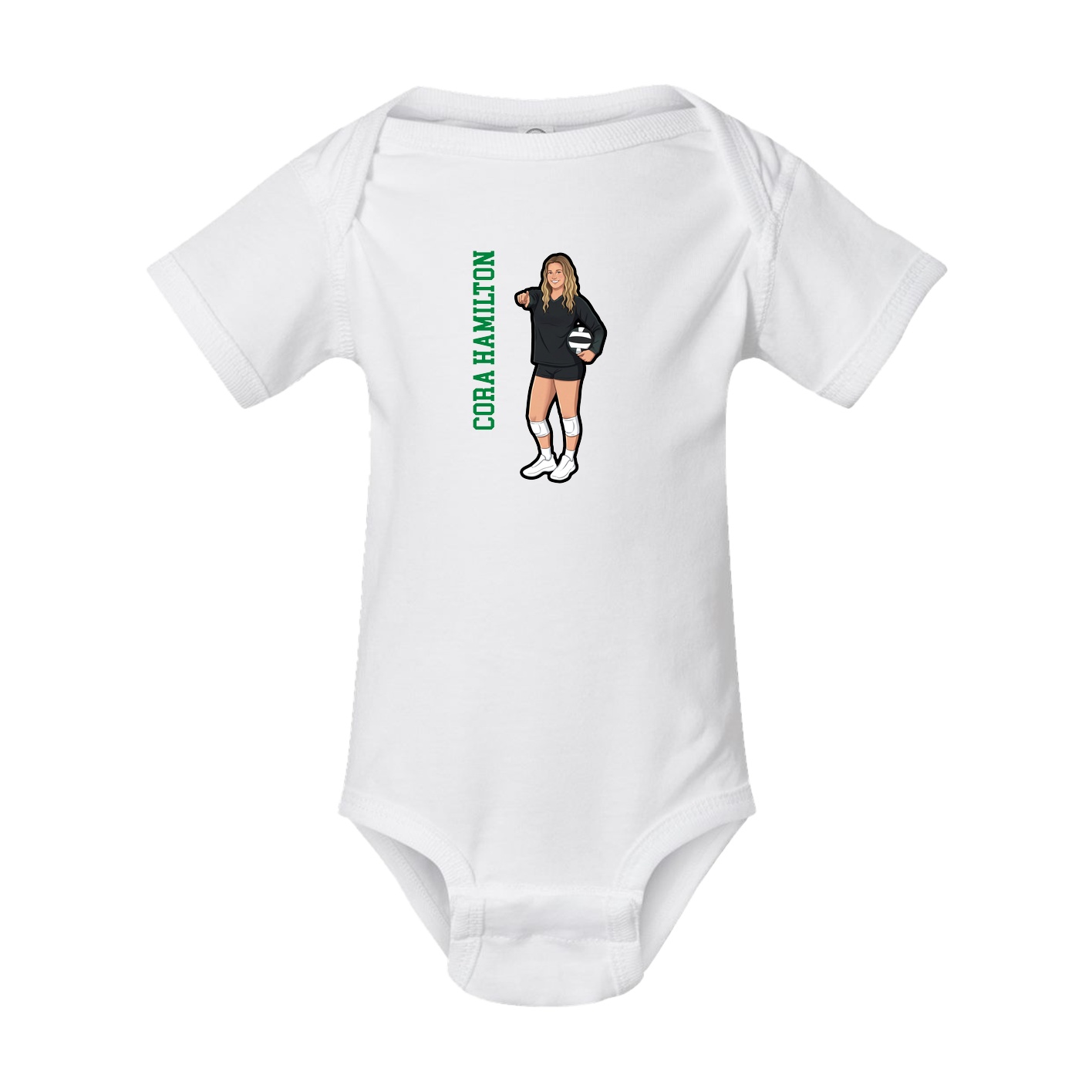 Baby Onesie — Name Vertical in White