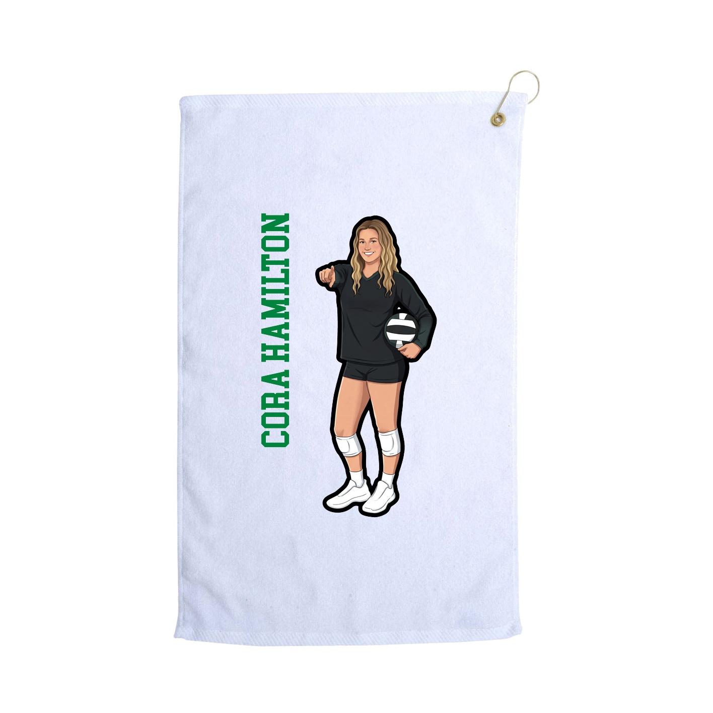 Golf Towel — Name Vertical in White