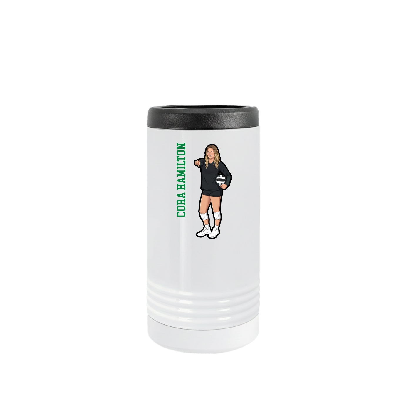 Slim Beverage Holder — Name Vertical in White