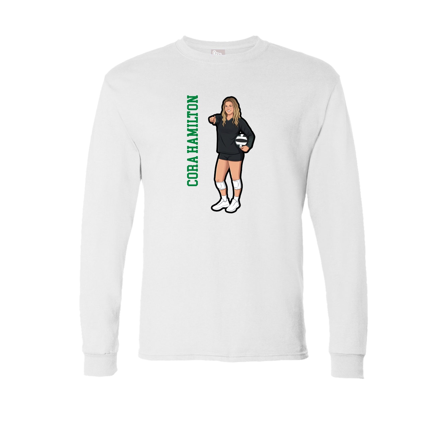 Long Sleeve Tee — Name Vertical in White