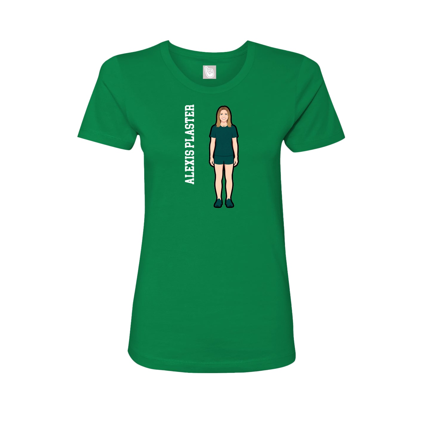 Womens Tee — Name Vertical in Green