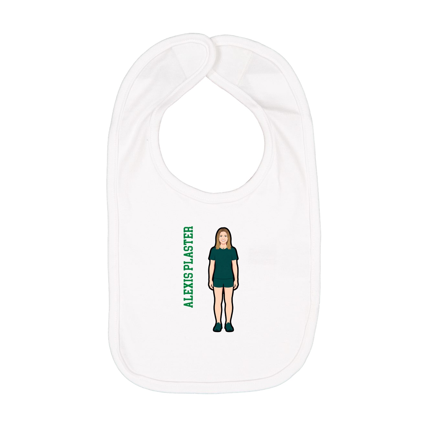Infant Bib — Name Vertical in White