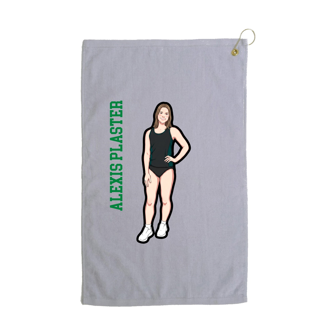Golf Towel — Name Vertical in Grey