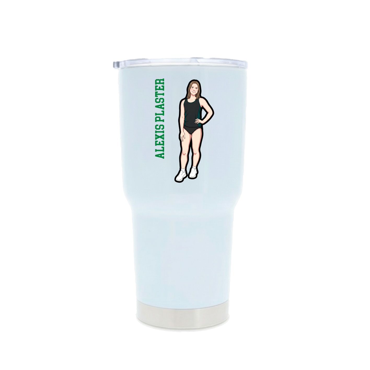 30oz Stainless Steel Tumbler — Name Vertical in White