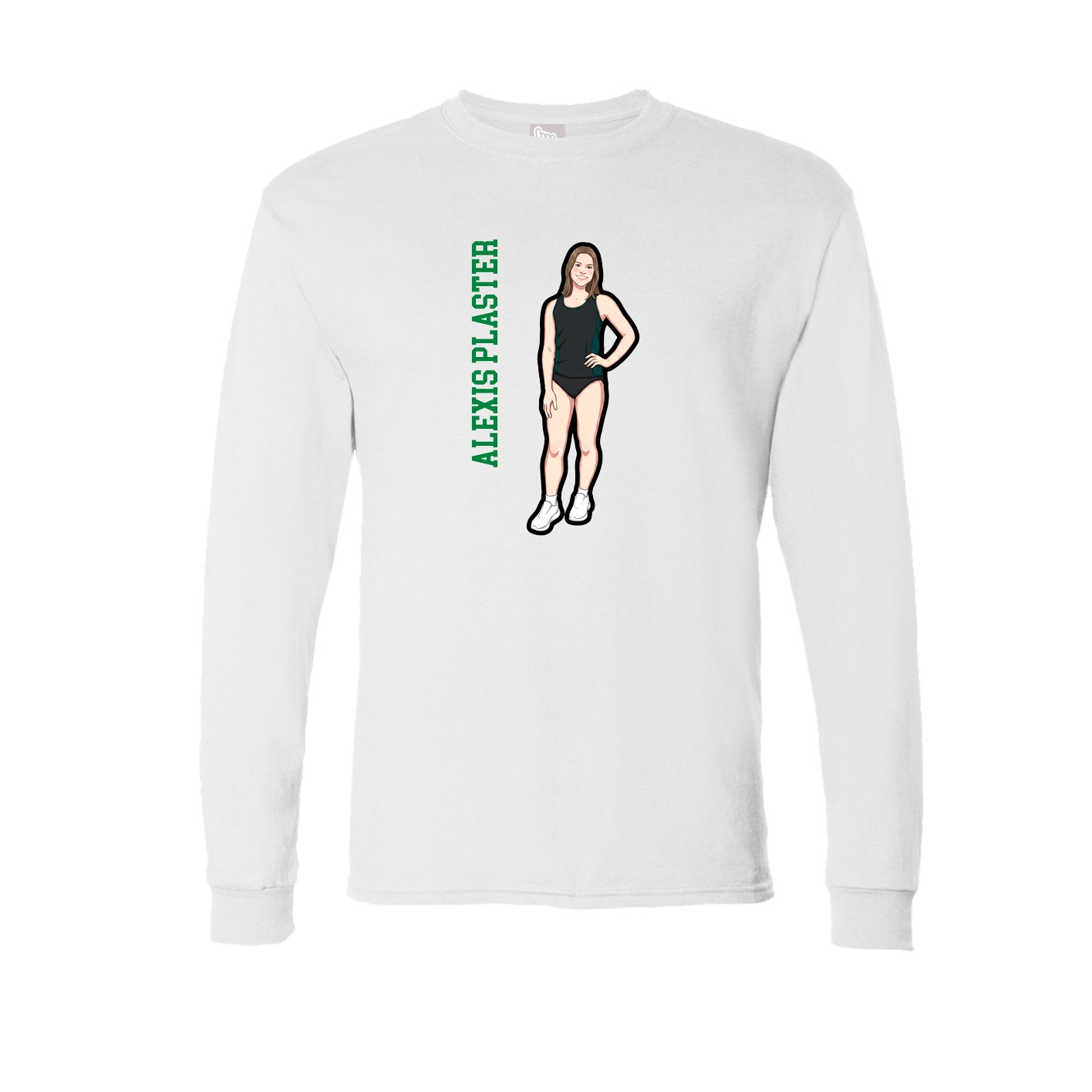 Long Sleeve Tee — Name Vertical in White