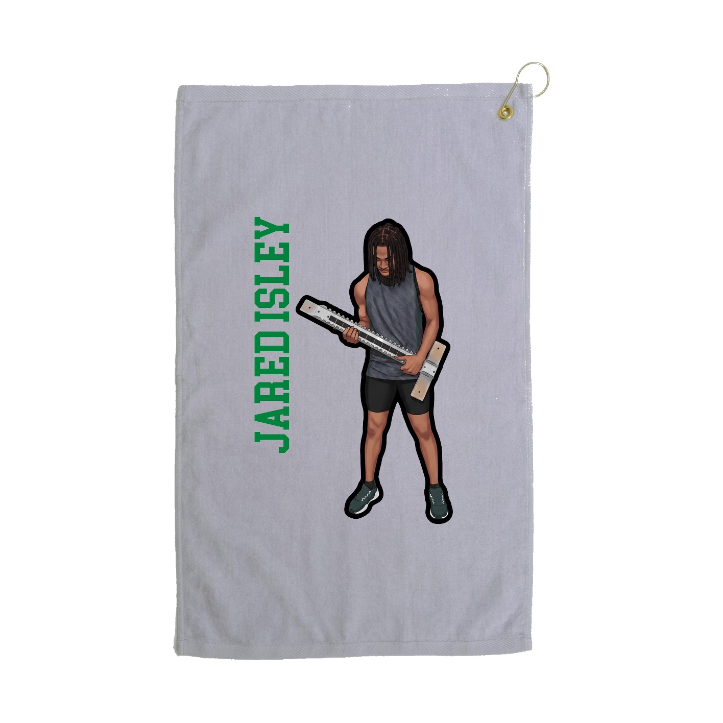 Golf Towel — Name Vertical in Grey