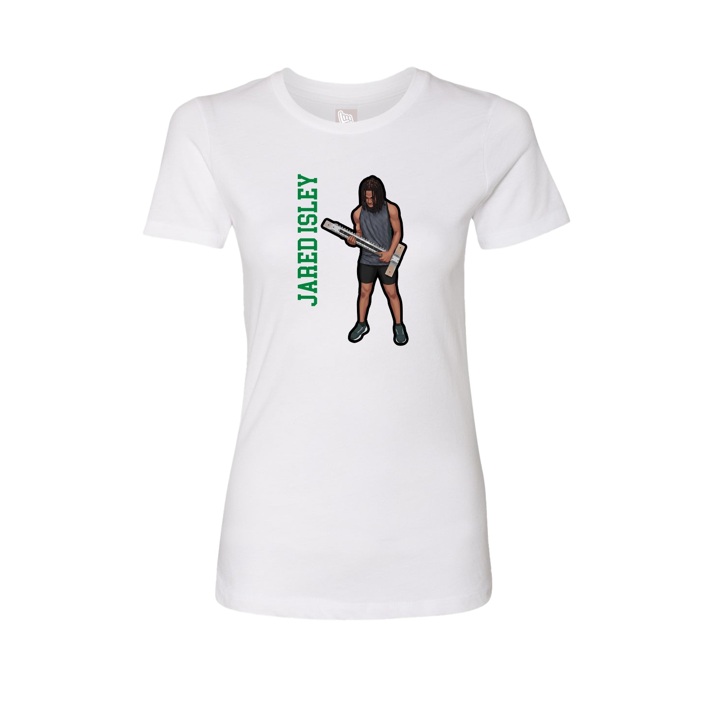 Fitted Women's Tee — Name Vertical in White
