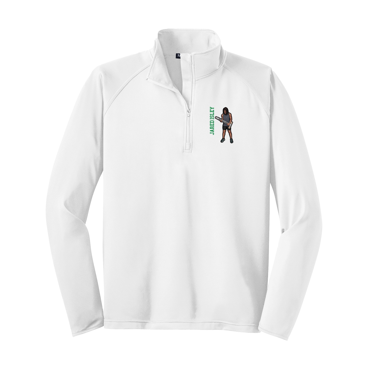 Q-Zip Pullover — Name Vertical in White