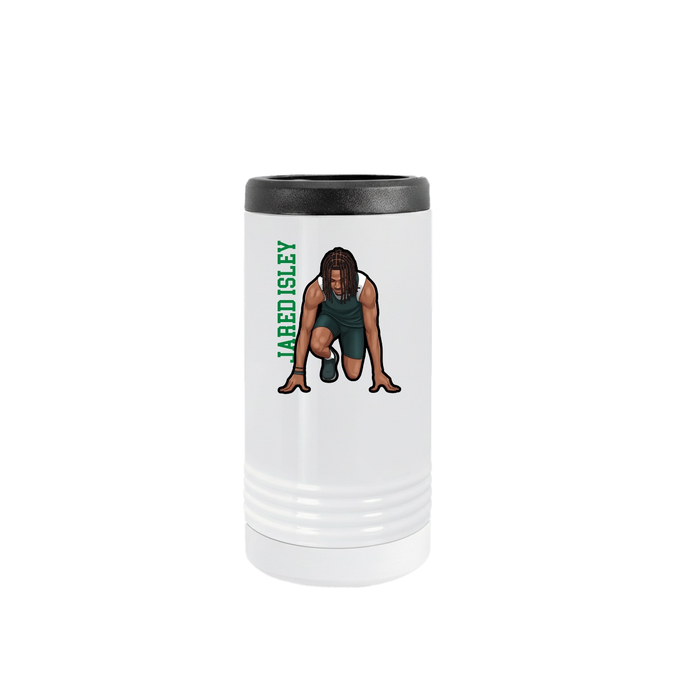 Slim Beverage Holder — Name Vertical in White