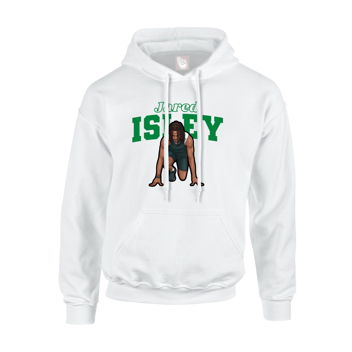 Youth Hoodie — Name Arch in White