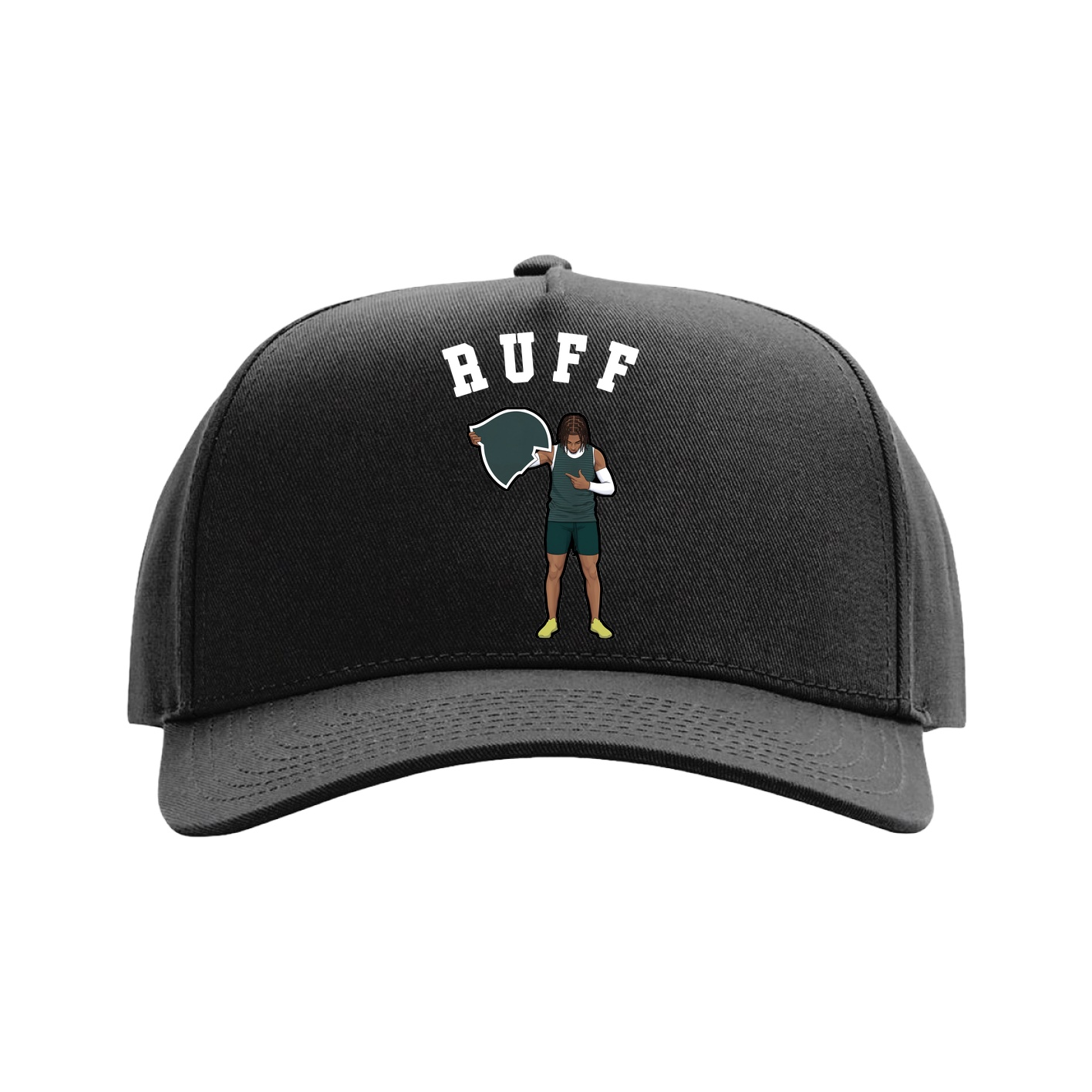 Full Fabric Five-Panel Champ Cap — Shirsey Arch in Black