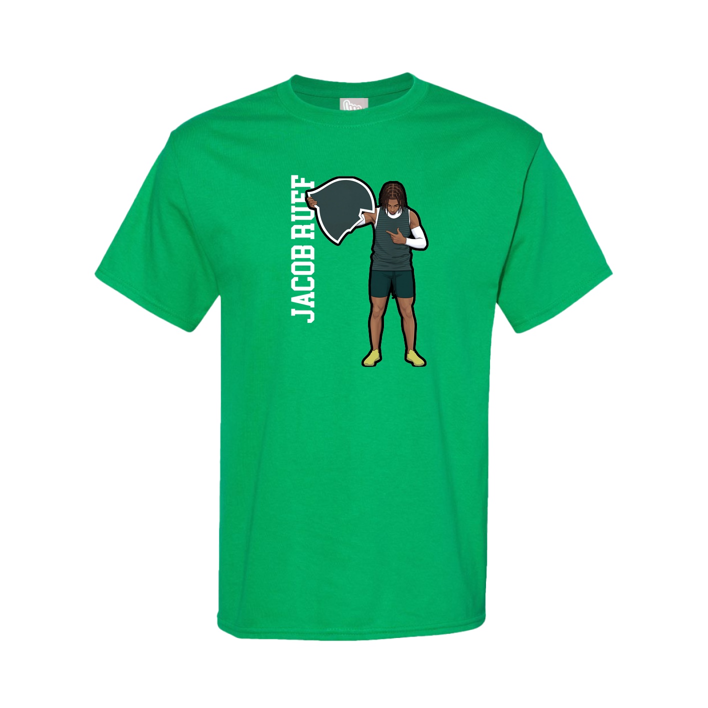 Tee — Name Vertical in Green