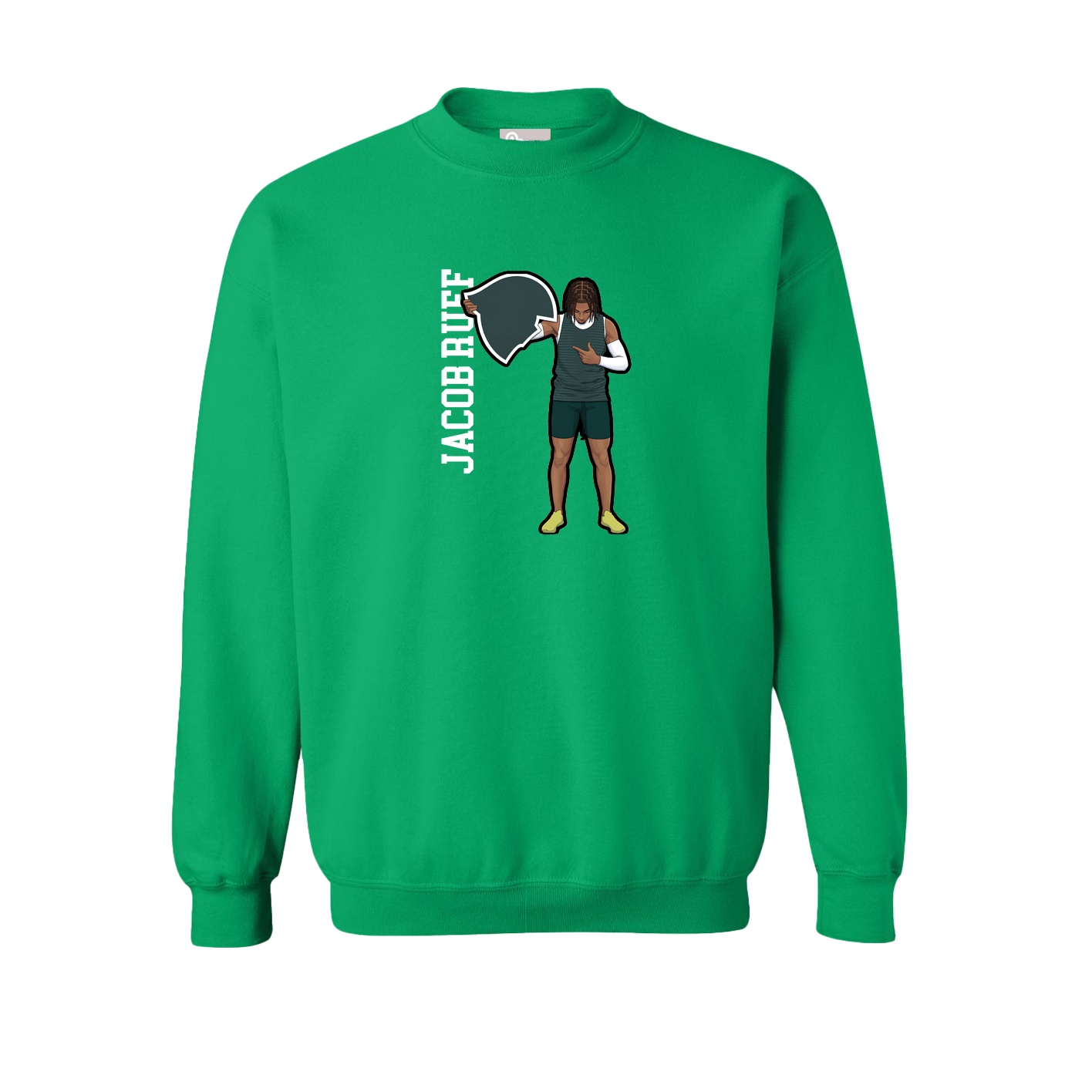 Fleece Crew — Name Vertical in Green
