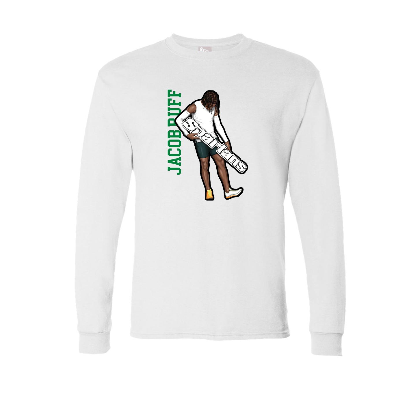Long Sleeve Tee — Name Vertical in White