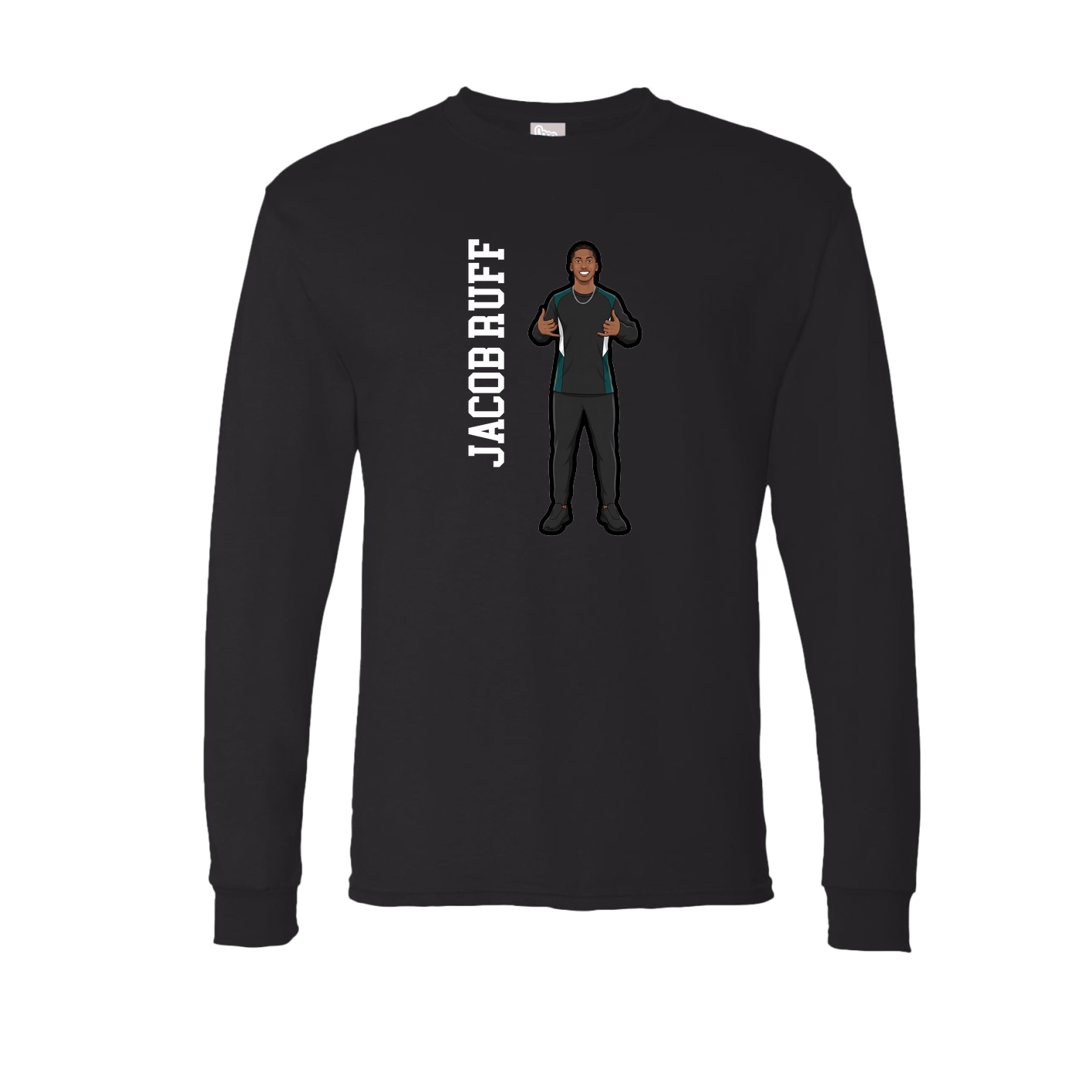 Long Sleeve Tee — Name Vertical in Black
