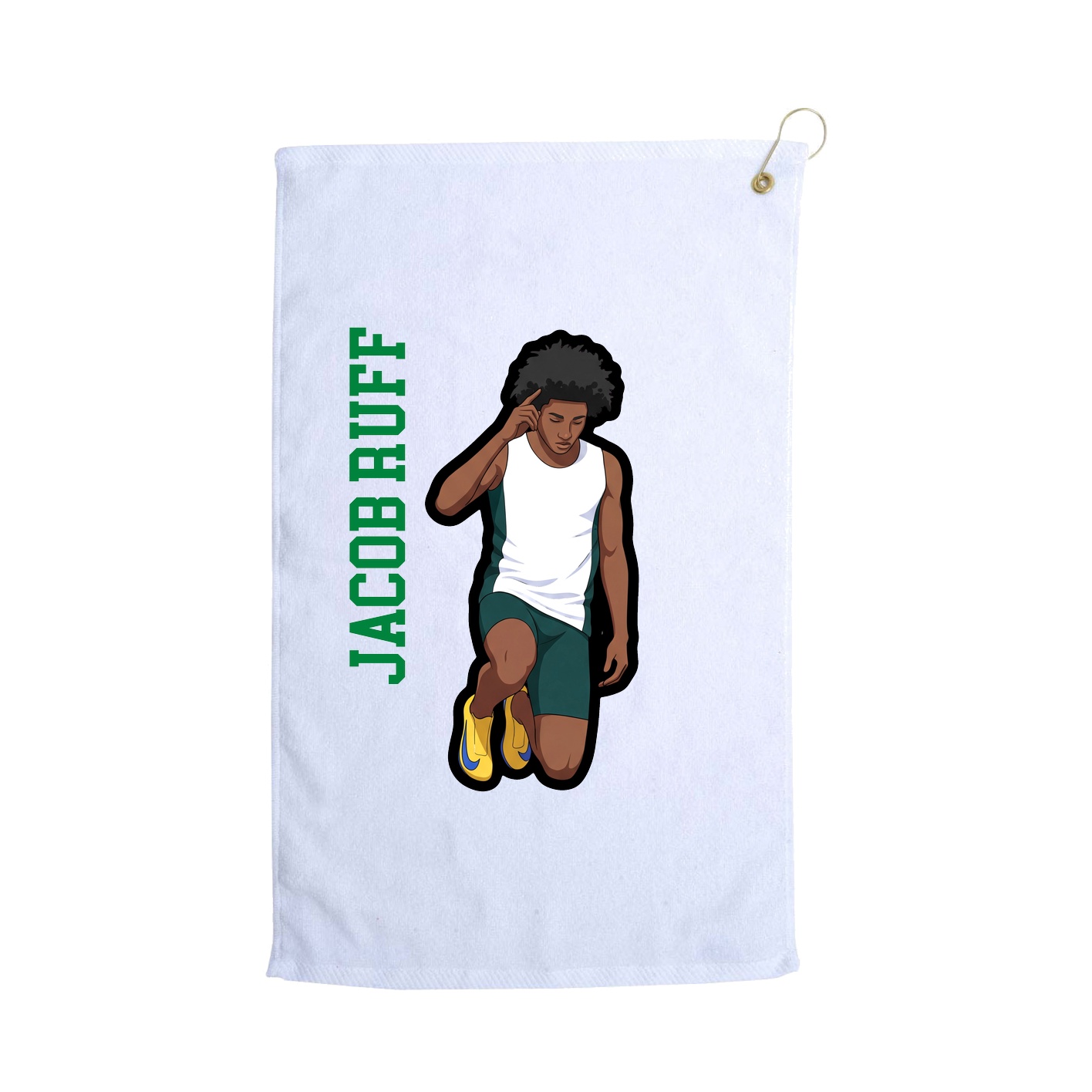Golf Towel — Name Vertical in White