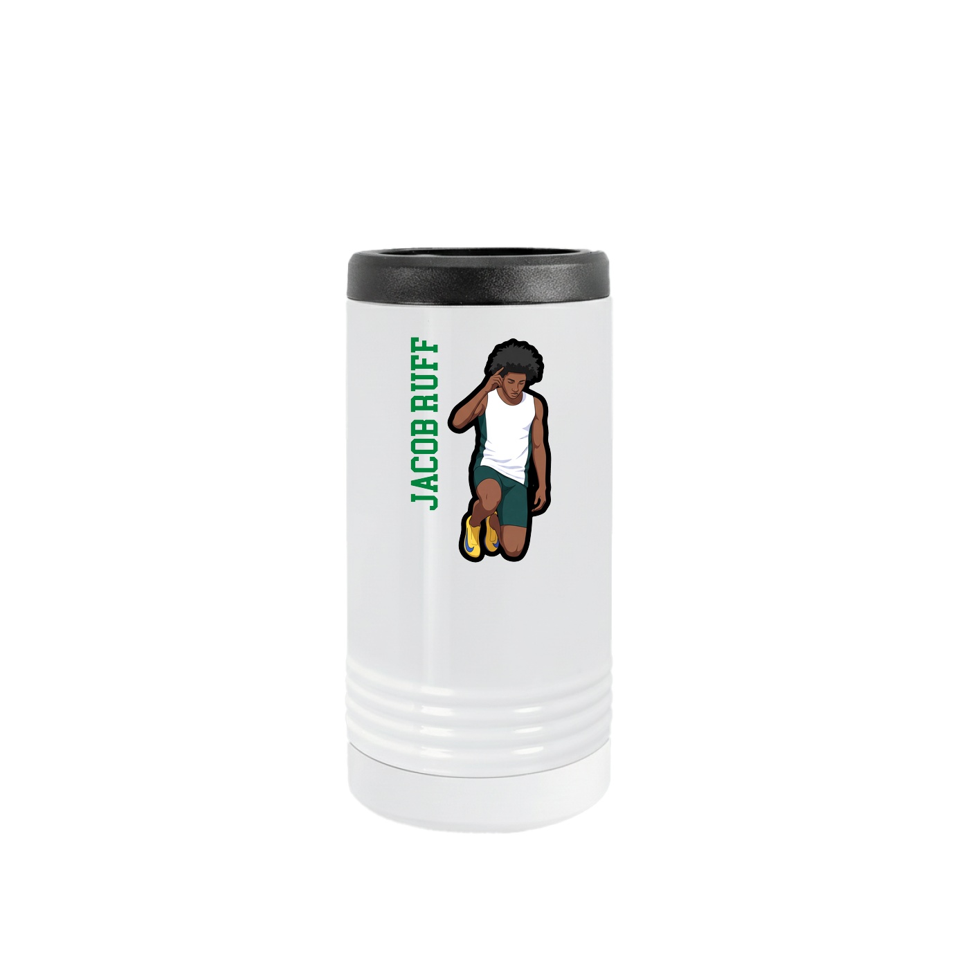 Slim Beverage Holder — Name Vertical in White